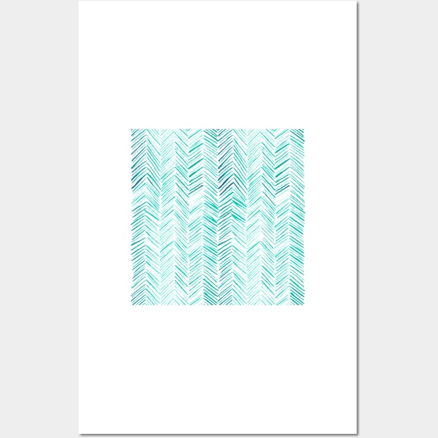 Watercolor Herringbone Pattern - Mint Green Wall Art by monitdesign